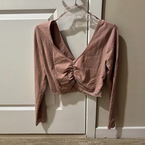 Urban Outfitters Ruched Crop Top with Lace